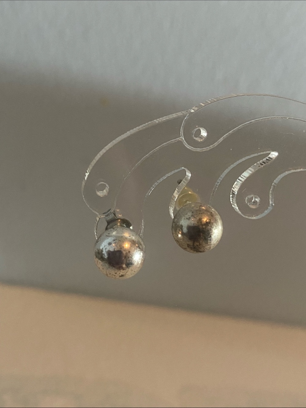 Polished Silver Ball Drop Earrings - Minimal Women's Jewelry
